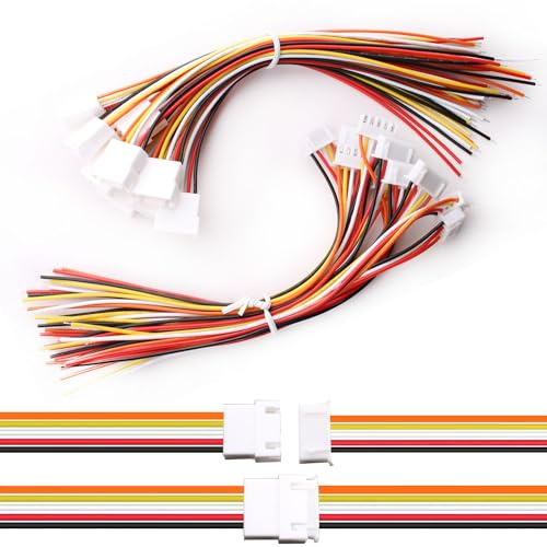 VISSQH 20Pcs(10 Pairs) JST Connector,JST 2.54 XH 5 pin JST Male Female Connector,Mini Micro JST Socket and Plug with 150 mm 26 AWG cable