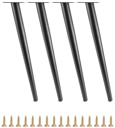 QWORK® 4er-Set Schräge Kegel Tischbeine 40 cm - Stahl Möbelbeine mit Kratzfesten Kappen für Couchtisch/Nachtständer/Schränke/Stühle