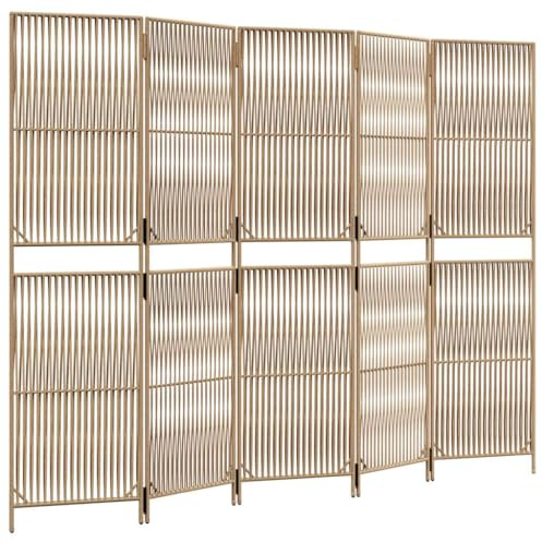 vidaXL Paravent 5-TLG. Beige Poly Rattan