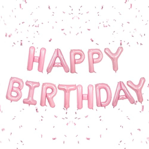 Happy Birthday Luftballons Banner Rosa,16 Zoll Pastell Rosa Buchstabe Folienballon Geburtstag Banner für Mädchen Jungen Frauen Männer Geburtstag Party Deko