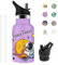 Grsta Botella Agua Acero Inoxidable, Botella Agua Niños sin BPA, Fácil de Limpiar, Botella Termica 350 ml, Botellas Agua Niños Colegio con Pajita, para Agua Caliente, Café, Té, Púrpura-Astronauta