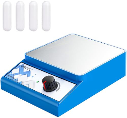 ANPOOZ Magnetic Stirrer w/4 Stir Bars, Magnetic Stir Plate 3000rpm Magnetic Mixer 3000ml Lab Stirrer (w/o Heating)