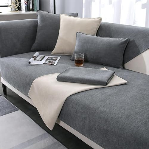 Generisch Sofabezug Ecksofa L Form Couch Überzug U Form Sofa Cover 1/2/3/4 Sitzer Wasserdichter Couchbezug Sofaschutz Couch Überwurf Sofaschoner L Form Sofahusse Ecksofa Sofaüberwurf (Grau, 70 * 150)
