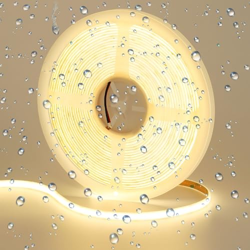 GOMING Diffus 24V 10M COB Ruban à LED Blanc Naturel 4000K Silicone Blanc Laiteux IP65 étanche 312LED/M 11W/M CRI 93+ Haute Luminosité 6300lm Flexible Bande LED pour Maison Décorer(Sans Alimentation)