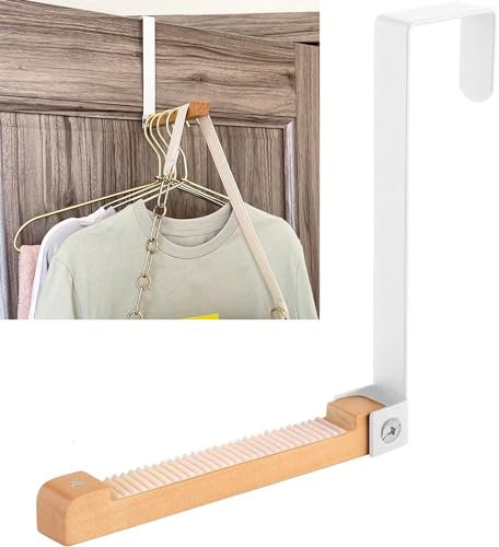 RUIENGCOMM Over Door Hooks - Foldable White Over Door Drying Rack for Clothes, Towels, Coats, Backpacks, Hats