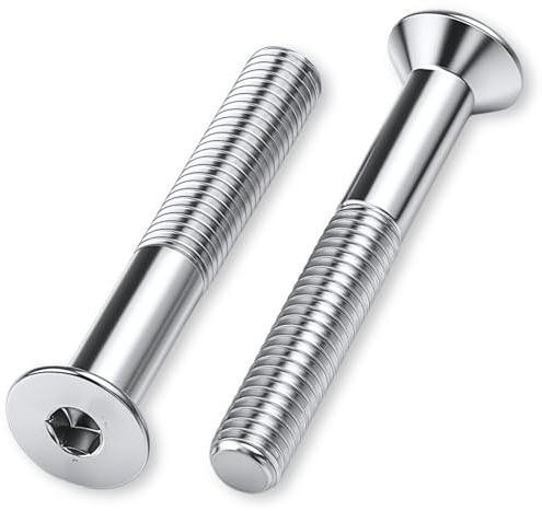 HEXATON Viti Metriche a Testa Svasata con Esagono Incassato M6 x 65 mm - 50 Pezzi - Filettatura Parziale - Acciaio Zincato