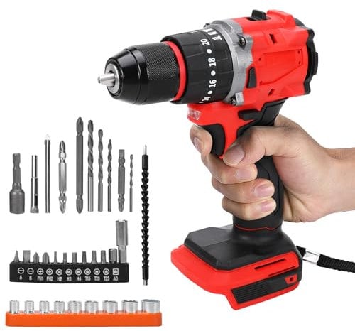 Cordless Impact Driver for Makita LXT 18V Battery, 130N.m Brushless Electric Drill Bit Set with 20+3 Torque, 2 Variable Speed, 10mm Chuck, LED Light, 32 Bits