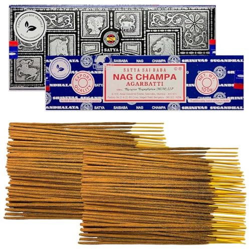 LAMARE Räucherstäbchen-Packung Satya Nag Champa 100 g + Super Hit 100 g (zwischen 70 und 80 Stäbchen jeder Duftrichtung) – Aromatherapie – Meditation – Yoga – umweltfreundliche Verpackung