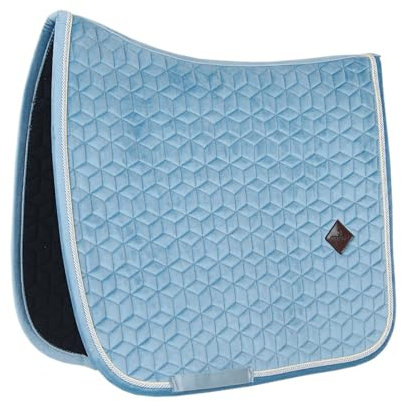 Kentucky Horsewear Satteldecke Velvet Dressur Cob – Hellblau Schabracke – Dressurform mit Doppelkordel – Atmungsaktiv – Maschinenwaschbar