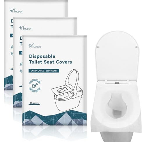 30Pcs Toilet Seat Covers Flushable Paper Toilet Seat Covers Disposable Travel Toilet Seat Covers Portable Toilet Seat Covers for Travel Holiday Essentials Use in Public Toilets