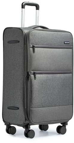 British Traveller Weichgepäck Koffer Trolleys Stoffkoffer Handgepäck Rollkoffer I Reisetrolley Leicht Reisekoffer 4 Rollen & Zahlenschloss Gepäck