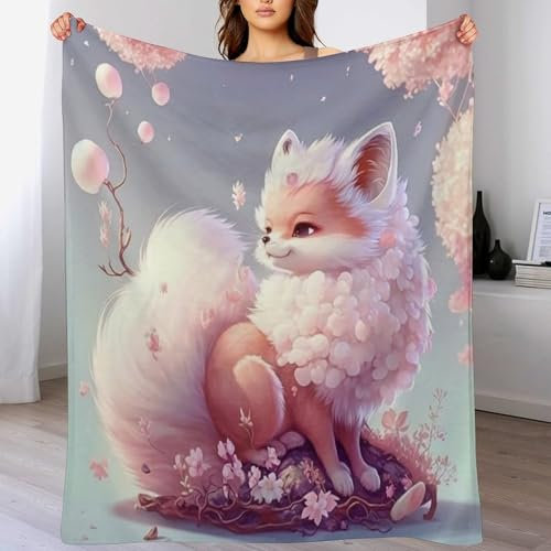 AAPZY Fuchs Fleece Decke, Flauschige Kuscheldecken, Superweiche Leichte Flannel Wohndecke Mit Druck Für Couch Bett/Sofa （150×200cm）