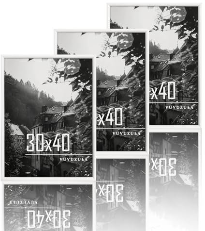 VUVUZULA Bilderrahmen 30x40cm Weiß Holz Holzrahmen 3er Set Fotorahmen MDF Rahmen Posterrahmen