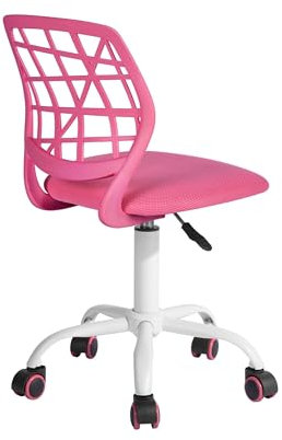 FurnitureR Esszimmer-Drehstühle, 1PC Küchenstuhl, gepolsterter Stuhl, Drehstuhl, bequemer Stuhl mit Rädern, Rückenlehne, armloser Stuhl für Esszimmer, Wohnzimmer, Rosa