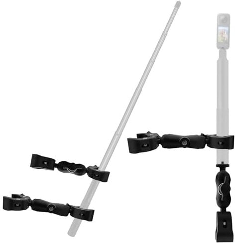 HAFOKO Kit Montaggio per Motocicletta Compatibile con Insta360 X5,X4, X3, X2, X MOTO Double Clamp Mount Supporto per Manubrio di Bicicletta Accessori Compatibili con GoPro 12-3 UTV, ATV(Senza Bastone)