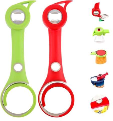 2 Pcs 6 in 1 Jar Opener, Versatile Jar Openers for Arthritis Hands, Professional Can Opener and Bottle Opener, Can Openers That Work, Kitchen Gadgets for Various Bottle Caps and Can Lids