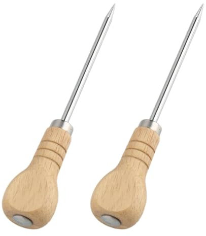180mm 7 Bradawl, 2-Piece Set Bradawl Tool, Awl Tool Sewing with Wooden Handle, Versatile Sewing Awl for Leather Craft Cloth Pouch Hole DIY Handmade Maker
