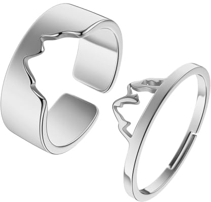 IOETSEUT Damen Schmuck Ring Berg Matching Ring für Paare Inspirierender oder motivierender Schmuck Geschenk kann Verstellbarer Ring