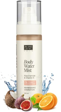 Active Luxe Body Water Mist – Tropischer Bodyspray für Frauen, 120ml | Feige, Orange & Kokos, Mit Niacinamid & Vitamin E, Haarspray & Körperspray, Feuchtigkeitspflege
