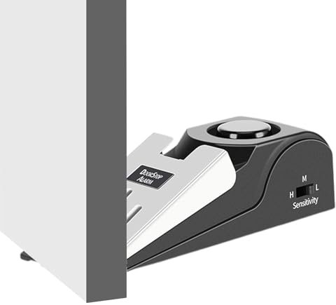 Cale De Porte Alarme – Dispositif De Sécurité Antivol avec Sirène Puissante 120dB, Butée De Porte Portable 2 en 1 | Bloc De Sol Antidérapant pour Hôtel Maison Bureau Voyage, Détecteur De Mouvement