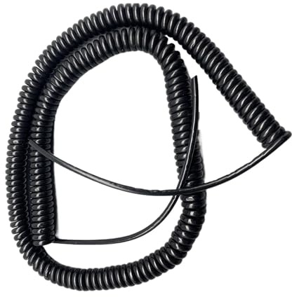 Cavo elettrico, cavo di alimentazione retrattile, Cavo di prolunga a spirale telescopico con filo a molla nero a 5 conduttori, nucleo in rame, elastico, restringibile(Stretch 1.25 Meters)