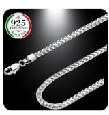 QUADRI - 925 Silver Chain Men's Necklaces - Necklace for Men | Franco Silver Chain Mens Made in Italy - Sizes From 51 cm to 61 cm