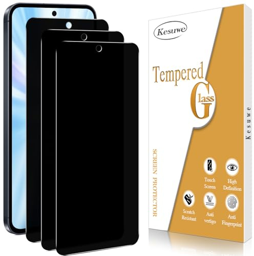 Kesuwe [3 Pièces] Verre Trempé Anti-Espion pour Samsung Galaxy A55 5G, Anti-Spy Film Protection écran, Dureté 9H, Anti Rayures, Sans Bulles, Ultra Résistant, Haut Définition