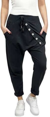 Mississhop 295 Damen Hose Sweatpants Jogginghose Baumwolle Freizeithose Boyfriend Sporthose Schwarz
