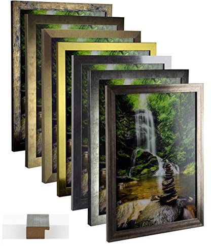 myposterframe Bilderrahmen Vintage Juno 35 x 45 cm Holz MDF Größenwahl 45 x 35 cm Farbwahl hier: Vintage Metall mit Kunstglas klar 1 mm