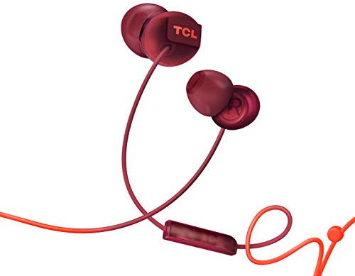 Auriculares internos TCL SOCL300 con micrófono (aislamiento de ruido, ajuste seguro, micrófono integrado y control remoto, cancelación de eco), Naranja