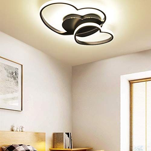 LED Deckenleuchte Dimmbar Wohnzimmerlampe, Modern Liebe Herz Design Acryl-Schirm Deckenlampe Metall Kronleuchter Für Esszimmer Schlafzimmer Bad Küche Decken Leuchten[Energieklasse A ],Schwarz