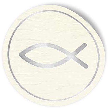 24x itenga Sticker Aufkleber Fisch Taufe Kommunion Konfirmation Firmung Gastgeschenk für Jungen und Mädchen (Silber Hochglanz)