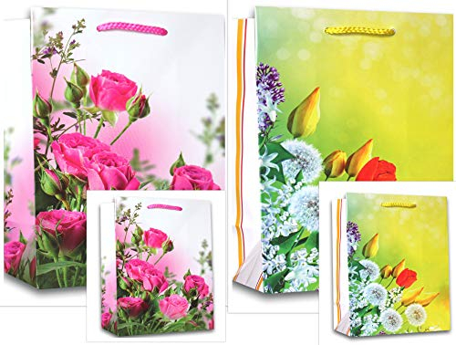 4 Stück Geschenktaschen DIN A4 und DIN A5 Geschenkbeutel 18x23x10 cm und 32x26x12cm Geburtstag Geschenktüten Papier 160g/m2 Geschenkverpackung Set Combi Large 12
