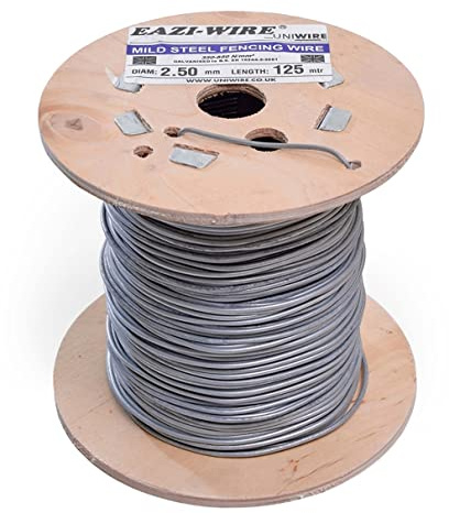 F&G Supplies 125m Roll of 2.5mm Diameter Galvanised Mild Steel Line or Straining Wire in a Handy Spool