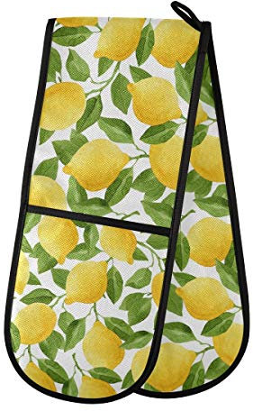 ZZXXB Lemon Fruit Double Oven Mitt Heat Resistant Non-Slip Kitchen Gloves Extra Long 7 x 35 for Cooking Baking Barbecue Grilling