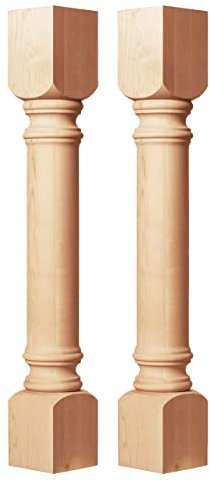 Btowin Schranksäulen, kegelförmig, aus Gummibaumholz, Ersatzbeine für großen Esstisch und Küchentisch, 80 cm hoch, 12,7 cm breit, 12,7 cm tief, 2 Stück