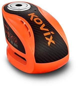 KOVIX KNX10 Alarm Disc Brake Lock for Motorcycle 10mm Pin 3 Keys Heavy Duty Anti Theft Fluorescent Orange