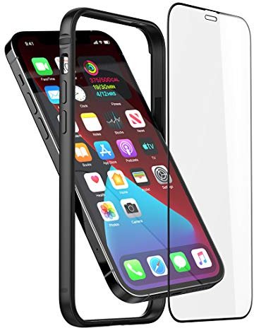 Bumper Hülle Kompatibel mit iPhone 12 Pro Max, Dünne Schutzhülle Metall Bumper Case mit Weichem TPU [Keine Signalstörung] [Unterstützung Wirless Charging] mit iPhone 12 Pro Max 6.7 inch, Schwarz