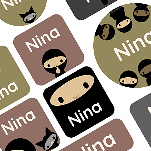 Klebekerlchen® | 33 Große Namensaufkleber in verschiedenen Größen | Beschrifte Gegenstände in Schule und Kindergarten - Ninja