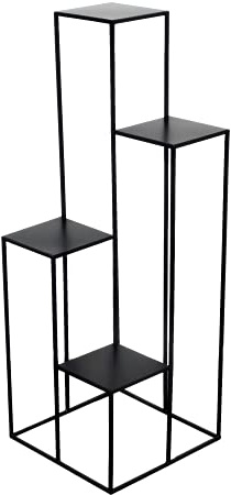Moderne Pflanzentreppe Metall Blumenbeet mit 4 Regalen für Fotos Blumen und Dekorationen (Schwarz)