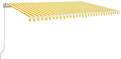 vidaXL Gelenkarmmarkise Einziehbar Markise Sonnenmarkise Balkonmarkise Sonnenschutz Sichtschutz Fenster Terrasse Garten 500x350cm Gelb Weiß