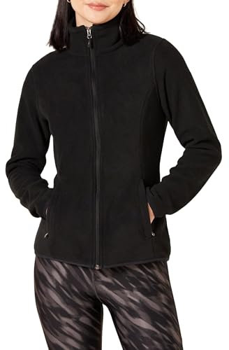 Amazon Essentials Giacca in pile morbido con cerniera intera dal taglio classico (disponibile in taglie forti) Donna, Nero, S