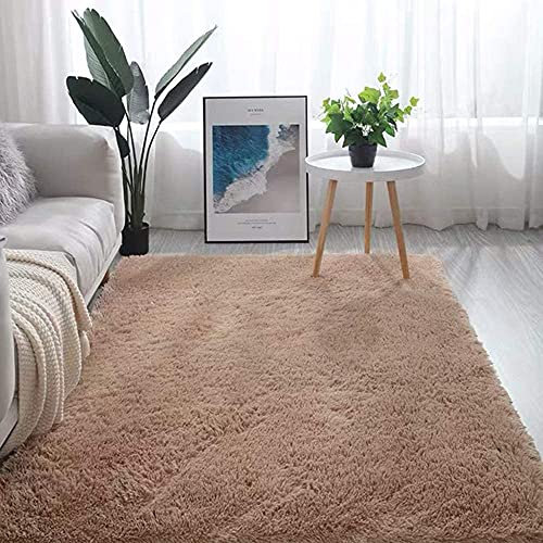 warmsile Hochflor Teppich Wohnzimmerteppich Langflor, Flauschig Teppiche Für Wohnzimmer Und Schlafzimmer, Modern Design Shaggy Teppich,Camel,160 x 230 cm