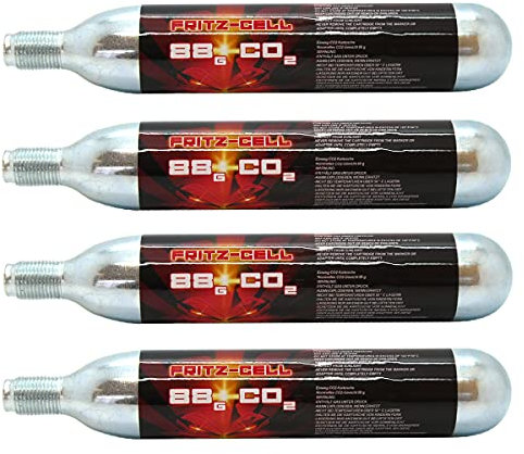 4 x Fritz-Cell 88g CO2 Kapseln Katuschen für Softair Paintball Gotcha CO2 Gewehr