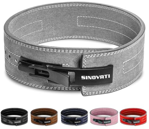 SINOVATI Premium Gewichthebergürtel KDK Gürtel aus Echtleder mit Schnalle, Weightlifting Lever Belt für Fitness Powerlifting Krafttraining Bodybuilding, Frauen und Männer (Grau, M)