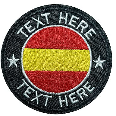 Brillina Parche con Nombre Militar Personalizado, Parche de Bandera de España de 7,6 cm con su Texto Bordado Personalizado Accesorio Militar y Táctico para Ropa Sombreros Chaquetas Mochilas
