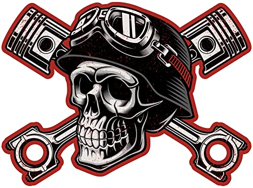 Samunshi Vintage Totenkopf Aufkleber Autoaufkleber für Motorrad Fahrrad Roller oder Auto Sticker Chopper Hot Rod Bopper Enduro Motocross Rockabilly Vintage Re (10x8cm Vintage Totenkopf)