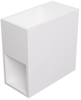 Vente-unique - Lave main suspendu blanc en solid surface avec niche - Robinetterie à droite - 40 cm - PUMORI
