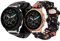 Blueshaweu Chouchou Bracelet Compatible avec Fossil gen 6 wellness, en Tissu Imprimé Élastique Bracelet de Montre du Fossil Gen 6 Wellness Smartwatch (2 packs : fleur noire + noir)