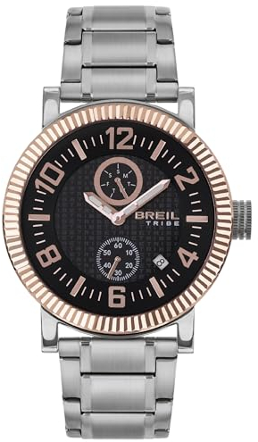 Breil Orologio UOMO BPM quadrante BI-COLORE NERO movimento MULTIFUNZIONE QUARZO e BRACCIALE ACCIAIO ARGENTO EW0590